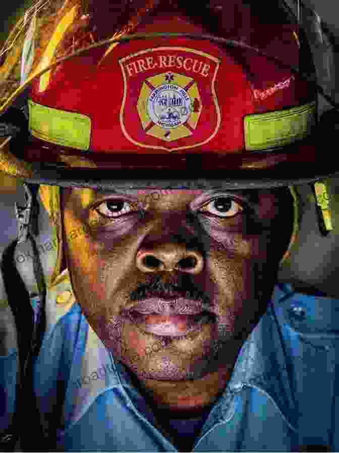 A Heroic Portrait Of Fireman Jake Rixner, Fully Equipped In His Firefighter Gear, With A Determined Expression And Resolute Gaze. Capitol City Fireman Jake Rixner