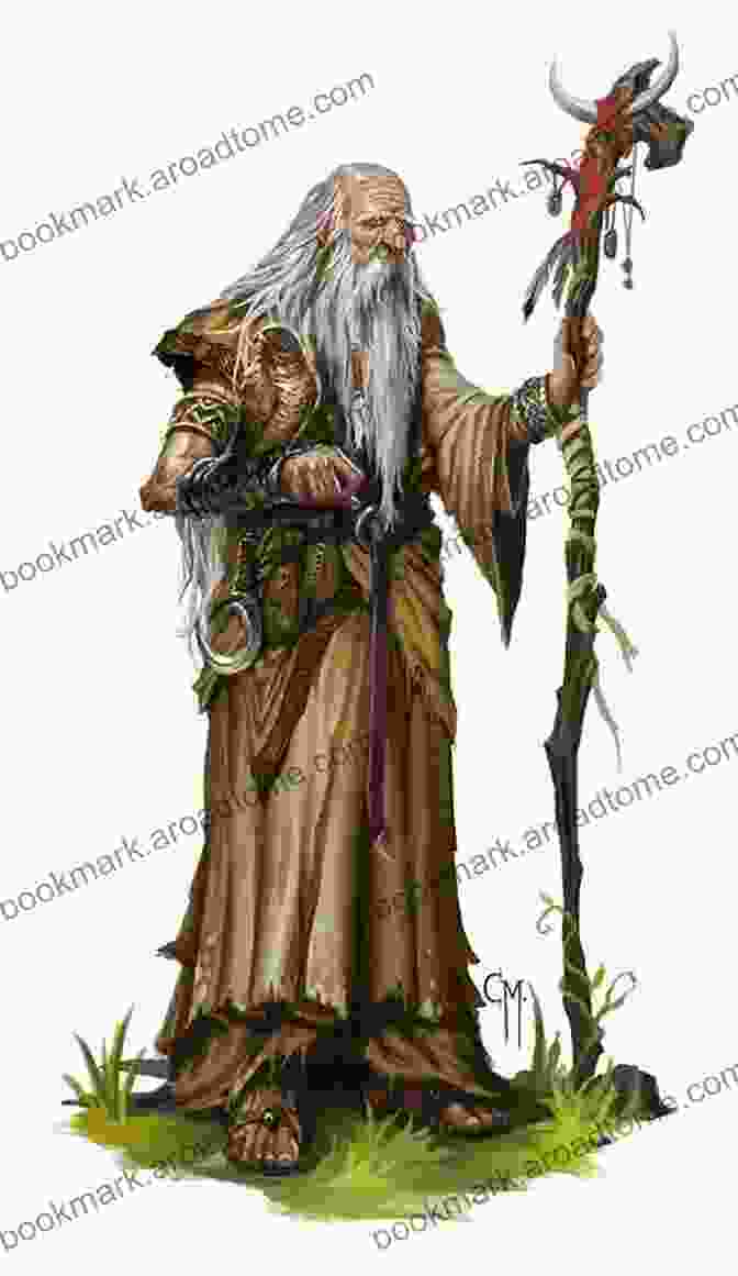 A Wise Druid Stands Amidst A Verdant Forest, Staff In Hand. Tree Magic: The Path Of Druids Shamans And Mystics