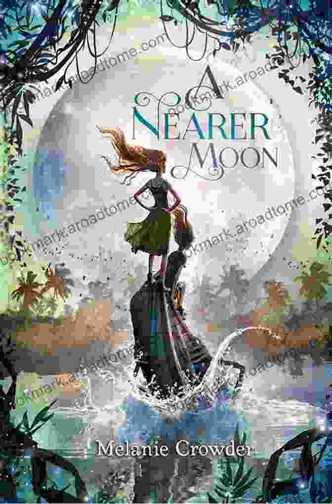 Book Cover Of 'Nearer Moon' By Melanie Crowder, Featuring A Young Girl Standing On The Edge Of A Lunar Crater, Gazing At The Earth A Nearer Moon Melanie Crowder