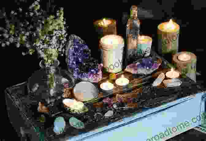 Crystal Spell Altar With Candles And Incense Wicca Of Crystal Spells: A Of Shadows For Wiccans Witches And Other Practitioners Of Crystal Magic (Wicca Spell Series)